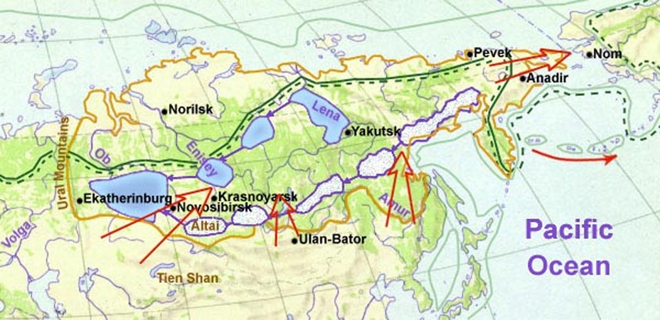 map Siberia in last ice age