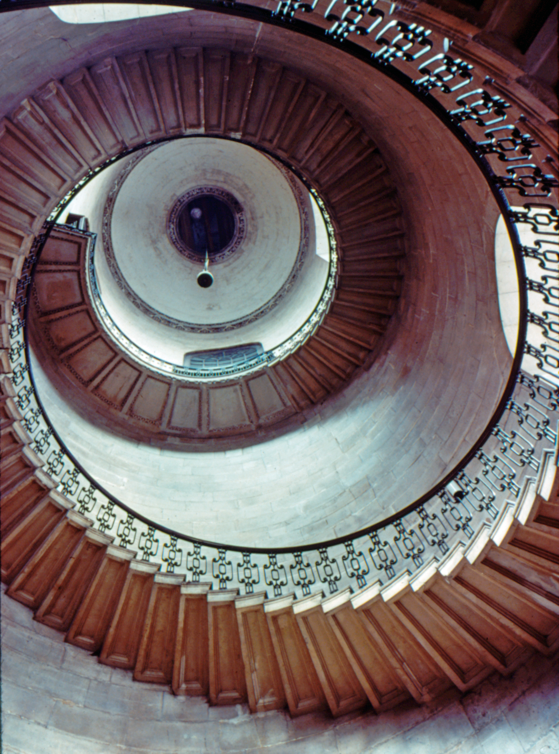 spiral staircase to library