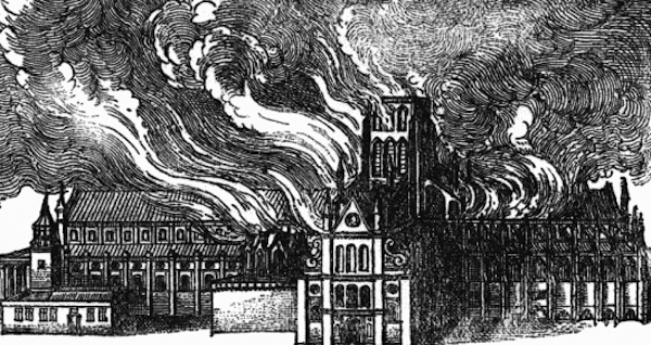 St.Pauls burning in Great Fire of London
