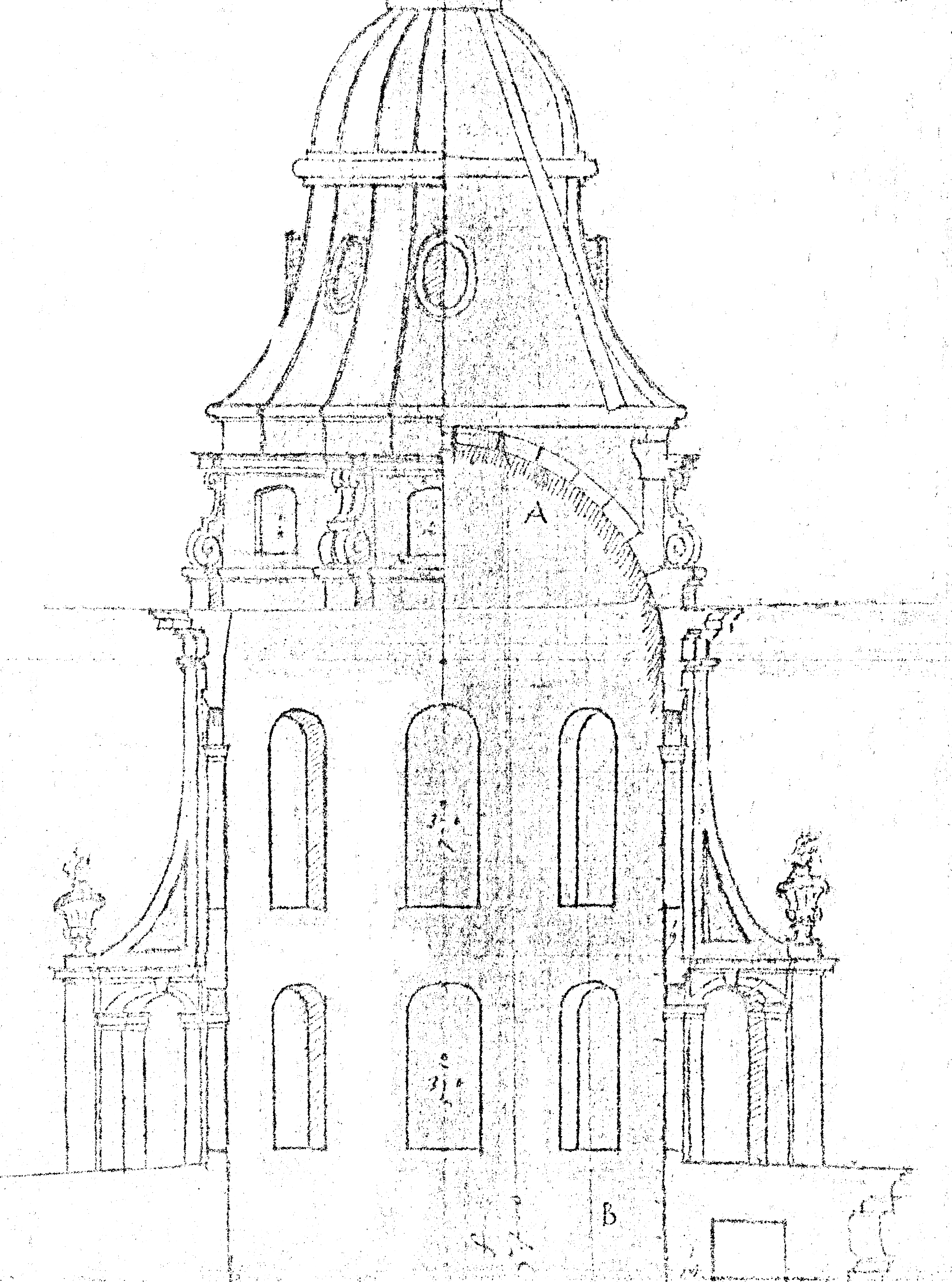 Wren drawing of tower