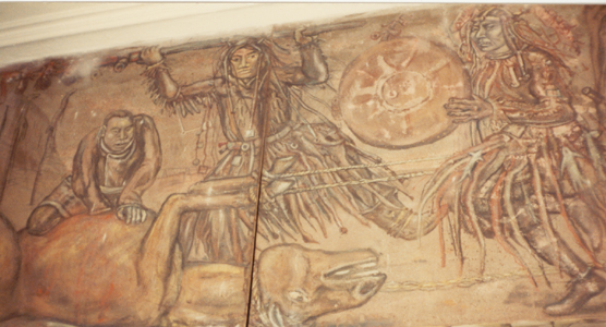 fresco in museum Irkutsk showing Buriat Mongol sacrifice - photo by Heather Hobden 1983